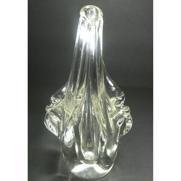 Vintage Murano Hand Blown Clear Glass Abstract Art Basket/Candy Dish - Picture 12 of 12